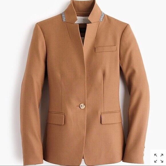 J. Crew Wool Blend Regent Blazer Suit Jacket Camel Brown Size 6 B0323 H13907 - Picture 11 of 12
